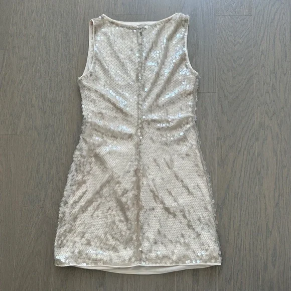 Staud Eton Mini Dress Moon Tan Sequin Embellished - Size Large - Picture 3 of 14